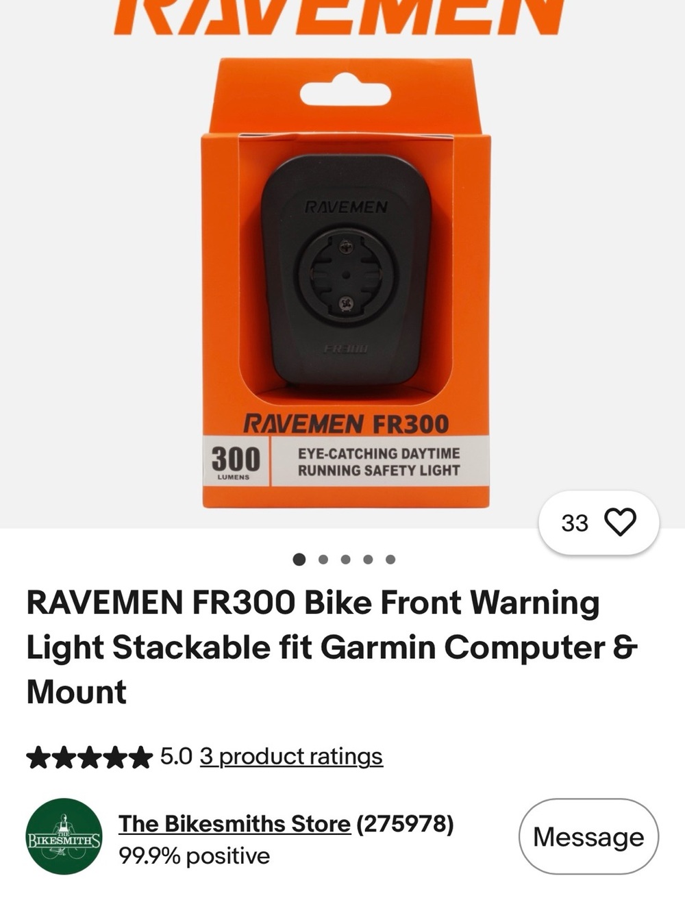 Ravemen FR300 Bicycle Daytime Running Light - Black